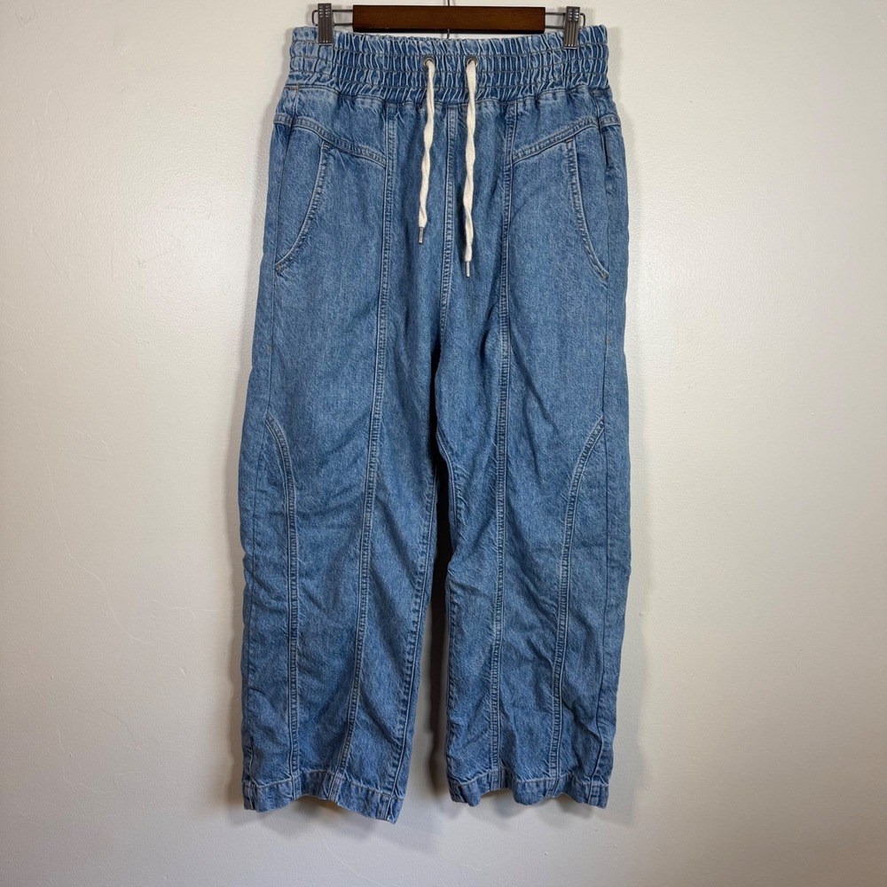 Free People We The Free Barrel Jogger Seamed Denim Pants Size Medium Blue